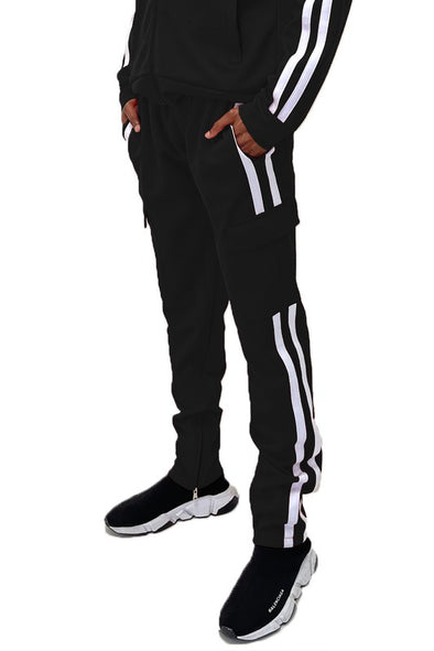 two stripe cargo pouch track pants 1